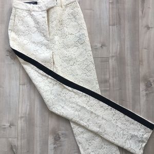 CALVIN KLEIN Ivory lined lace pants black stripes